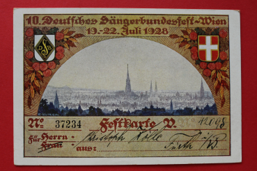 AK Wien Stadt / 1928 / Künstler Karte E Kutzer / 10 Deutsches Sängerbundesfest Wien / Festkarte / 3 Hauptaufführung